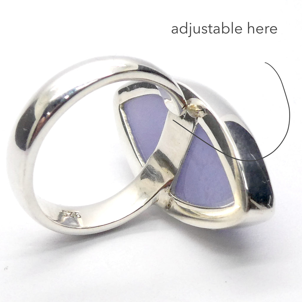 Blue Lace Agate Ring | 925 Sterling Silver | US Size Adjustable 8 >9 | Sky Blue & White Bands | Throat Chakra | communication | Crystal Heart Melbourne est 1986