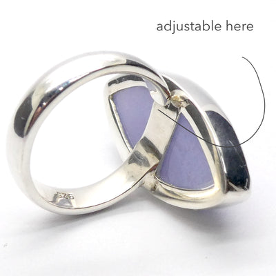 Blue Lace Agate Ring | 925 Sterling Silver | US Size Adjustable 8 >9 | Sky Blue & White Bands | Throat Chakra | communication | Crystal Heart Melbourne est 1986