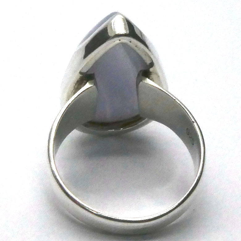 Blue Lace Agate Ring | 925 Sterling Silver | US Size 7.5 |AUS O1/2 | Sky Blue & White Bands | Throat Chakra | communication | Crystal Heart Melbourne est 1986