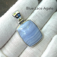 Load image into Gallery viewer, Blue Lace Agate Pendant | Oblong Cab | 925 Sterling Silver | Bezel Set | Sky blue | Throat Chakra | Unblock communication &amp; expression  | Crystal Heart Melbourne Australia since 1986