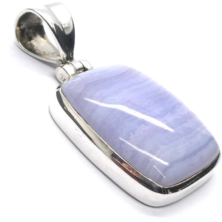 Blue Lace Agate Pendant | Oblong Cab | 925 Sterling Silver | Bezel Set | Sky blue | Throat Chakra | Unblock communication & expression  | Crystal Heart Melbourne Australia since 1986