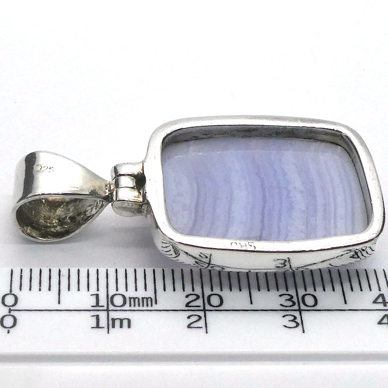 Blue Lace Agate Pendant | Oblong Cab | 925 Sterling Silver | Bezel Set | Sky blue | Throat Chakra | Unblock communication & expression  | Crystal Heart Melbourne Australia since 1986