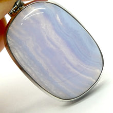 Load image into Gallery viewer, Blue Lace Agate Pendant | Oblong Cab | 925 Sterling Silver | Bezel Set | Sky blue | Throat Chakra | Unblock communication &amp; expression  | Crystal Heart Melbourne Australia since 1986