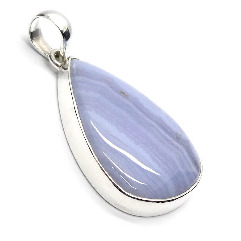 Blue Lace Agate Pendant | Teardrop Cab | 925 Sterling Silver | Bezel Set | Sky blue | Throat Chakra | Communication & Expresion | Crystal Heart Melbourne 1986