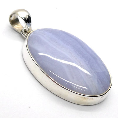 Blue Lace Agate Pendant | Oval Cab | 925 Sterling Silver | Bezel Set | Sky blue | Throat Chakra | Communication & Expresion | Crystal Heart Melbourne 1986