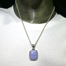 Load image into Gallery viewer, Blue Lace Agate Pendant | Oblong Cab | 925 Sterling Silver | Bezel Set | Sky blue | Throat Chakra | Unblock communication &amp; expression  | Crystal Heart Melbourne Australia since 1986