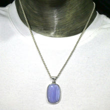 Load image into Gallery viewer, Blue Lace Agate Pendant | Oblong Cab | 925 Sterling Silver | Bezel Set | Sky blue | Throat Chakra | Unblock communication &amp; expression  | Crystal Heart Melbourne Australia since 1986