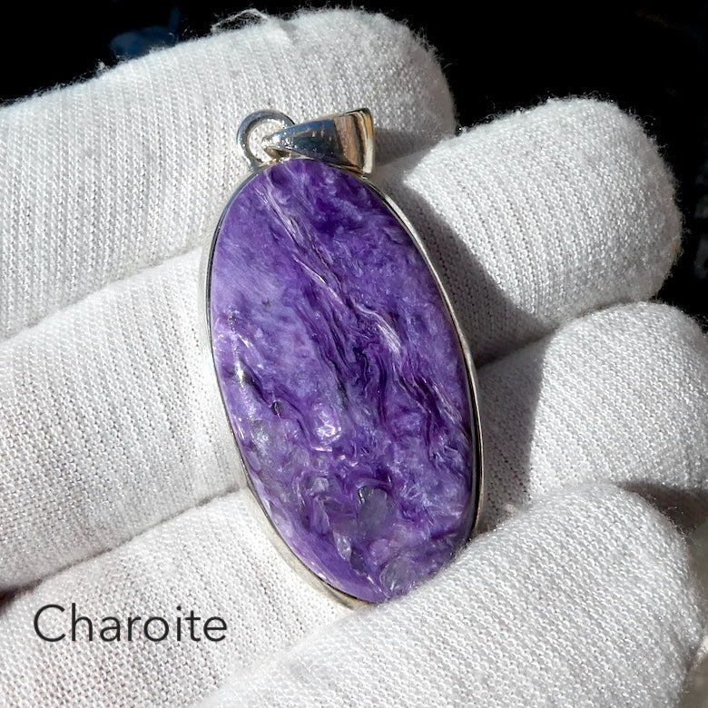 Charoite Pendant | Purple Cabochon | 925 Sterling silver | Awaken Spiritual Powers | Courage on the Path | Genuine Gemstones at Crystal Heart Melbourne est 1986