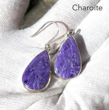 Load image into Gallery viewer, Charoite Earrings | Purple Teardrops | 925 Sterling silver | Awaken Spiritual Powers | Courage on the Path | Genuine Gemstones at Crystal Heart Melbourne 1986