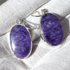 Charoite Earrings | Large Purple Ovals | 925 Sterling silver | Awaken Spiritual Powers | Courage on the Path | Genuine Gemstones at Crystal Heart Melbourne 1986