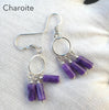 Charoite Earrings | 925 Sterling silver | Small Cylinder Beads | Awaken Spiritual Powers | Courage on the Path | Genuine Gemstones Crystal Heart Melbourne 1986