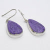 Charoite Earrings | Purple Teardrops | 925 Sterling silver | Awaken Spiritual Powers | Courage on the Path | Genuine Gemstones at Crystal Heart Melbourne 1986