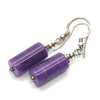 Charoite Earrings | 925 Sterling silver | Small Cylinder Beads | Awaken Spiritual Powers | Courage on the Path | Genuine Gemstones Crystal Heart Melbourne 1986