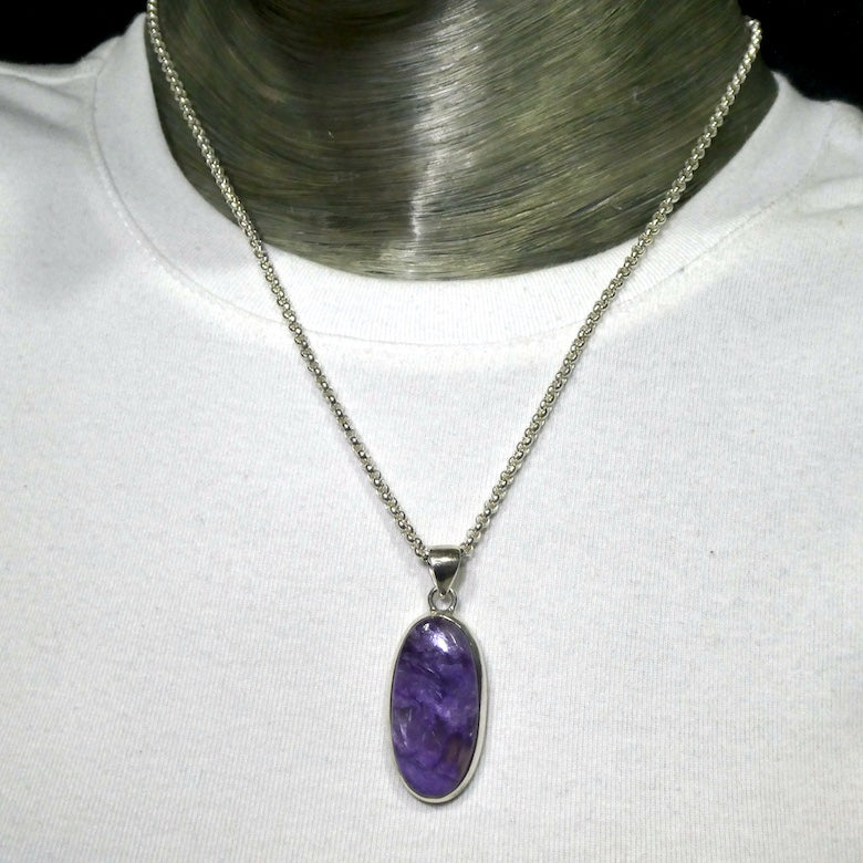 Charoite Pendant | Purple Cabochon | 925 Sterling silver | Awaken Spiritual Powers | Courage on the Path | Genuine Gemstones at Crystal Heart Melbourne est 1986