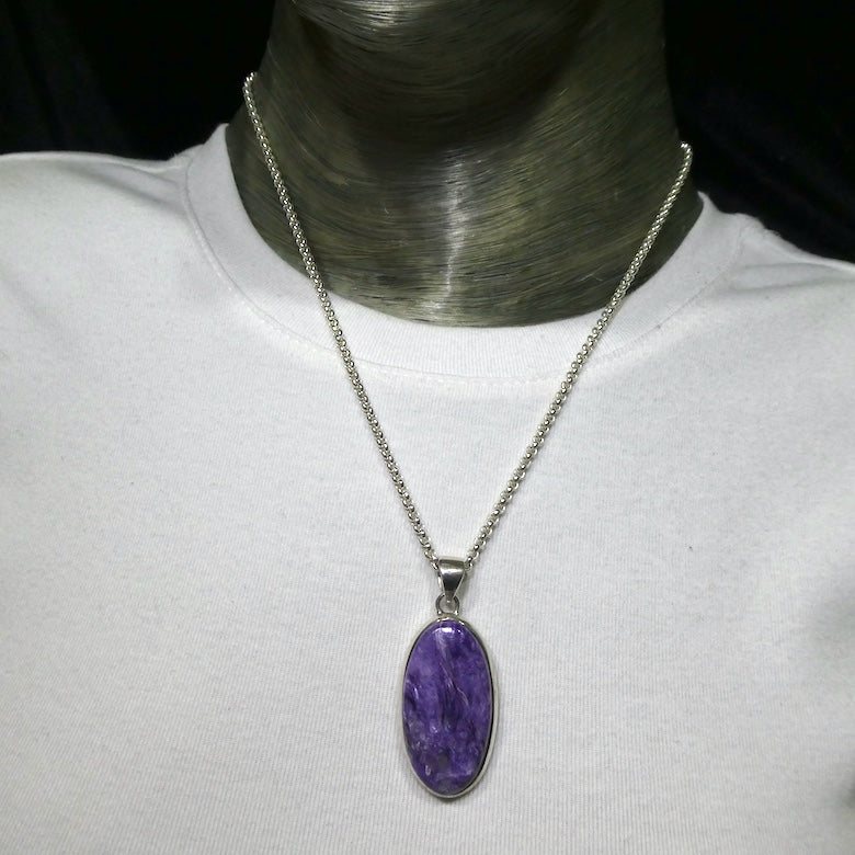 Charoite Pendant | Purple Cabochon | 925 Sterling silver | Awaken Spiritual Powers | Courage on the Path | Genuine Gemstones at Crystal Heart Melbourne est 1986