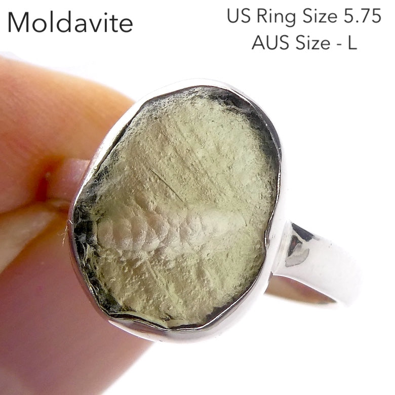 Moldavite Ring | Genuine Raw Nugget | 925 Sterling Silver | US Size 5.75 | Aus Size L | Chechya | Intense Heart Transformation | Crystal Heart Melbourne est 1986