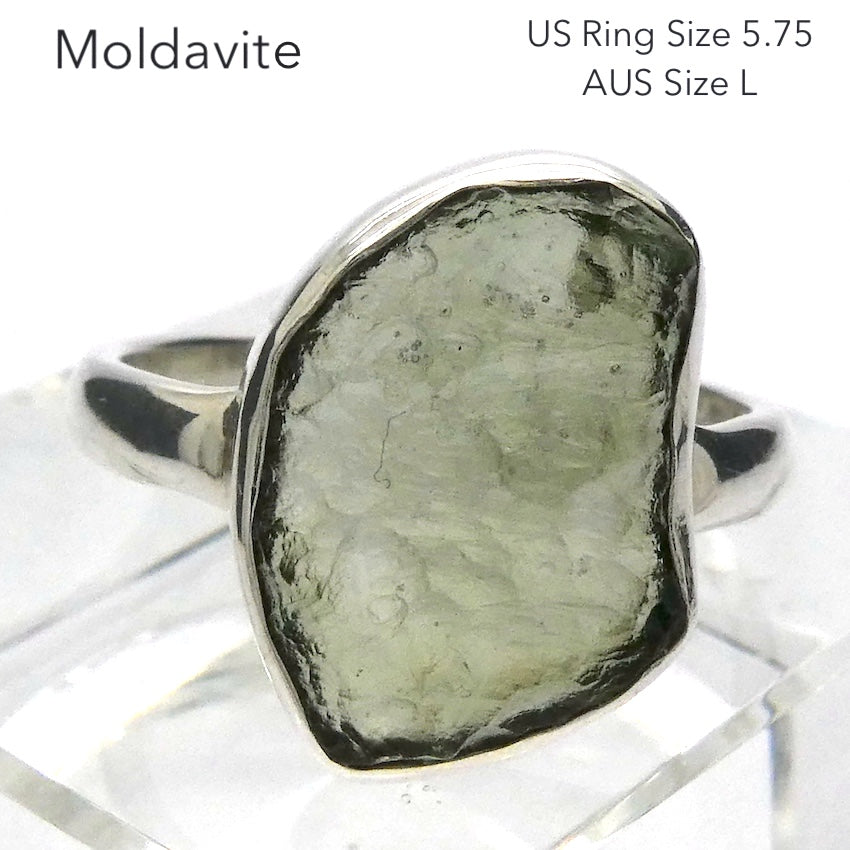 Moldavite Ring | Genuine Raw Nugget | 925 Sterling Silver | US Size 5.75 | Aus Size L | Chechya | Intense Heart Transformation | Crystal Heart Melbourne est 1986