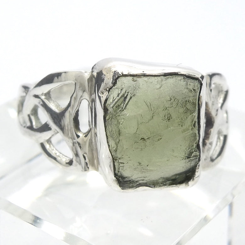 Moldavite Ring | Genuine Raw Nugget | 925 Sterling Silver | Celtic | US Size 7.75 | Aus Size P | Intense Heart Transformation | Crystal Heart Melbourne est 1986