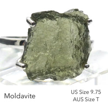Load image into Gallery viewer, Moldavite Ring | Genuine Raw Nugget | 925 Sterling Silver | Celtic | US Size 9.75 | Aus Size T | Intense Heart Transformation | Crystal Heart Melbourne est 1986