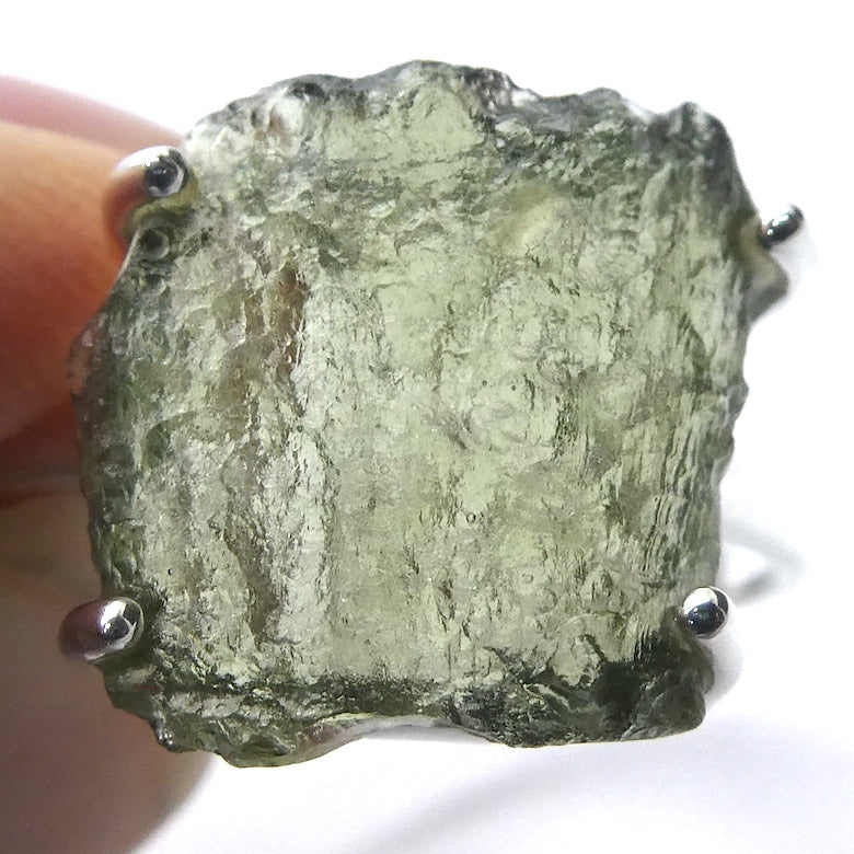 Moldavite Ring | Genuine Raw Nugget | 925 Sterling Silver | Celtic | US Size 9.75 | Aus Size T | Intense Heart Transformation | Crystal Heart Melbourne est 1986