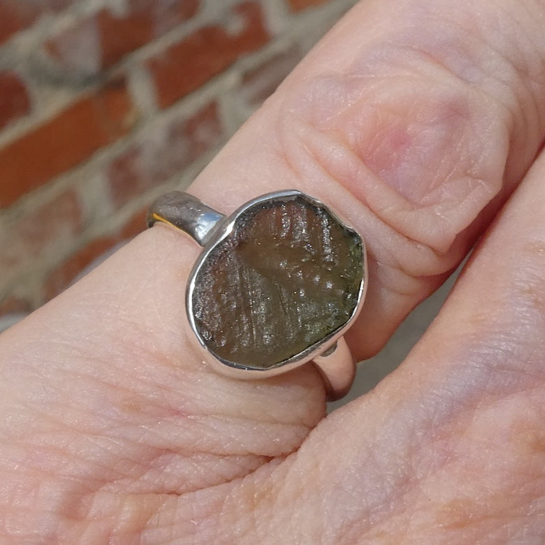Moldavite Ring | Genuine Raw Nugget | 925 Sterling Silver | US Size 5.75 | Aus Size L | Chechya | Intense Heart Transformation | Crystal Heart Melbourne est 1986