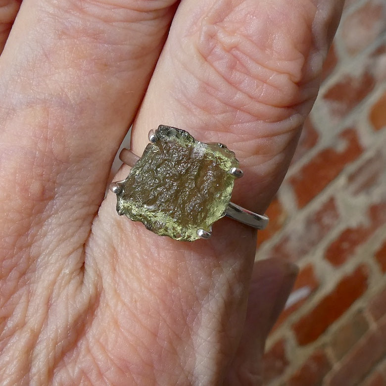 Moldavite Ring | Genuine Raw Nugget | 925 Sterling Silver | Celtic | US Size 9.75 | Aus Size T | Intense Heart Transformation | Crystal Heart Melbourne est 1986
