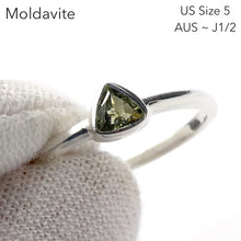 Load image into Gallery viewer, Moldavite Ring | Dainty Faceted Stone | Genuine | 925 Sterling Silver | US Size 5 | Aus Size J1/2 | Intense Heart Transformation | Crystal Heart Melbourne est 1986