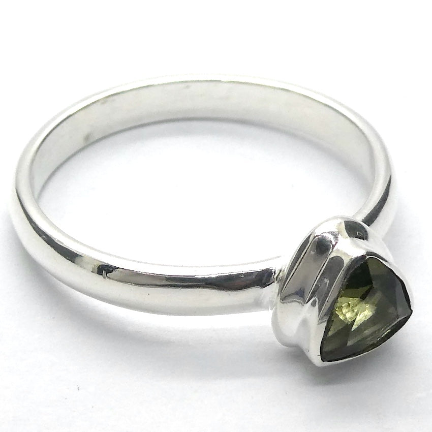 Moldavite Ring | Dainty Faceted Stone | Genuine | 925 Sterling Silver | US Size 9 | Aus Size R1/2 | Intense Heart Transformation | Crystal Heart Melbourne est 1986