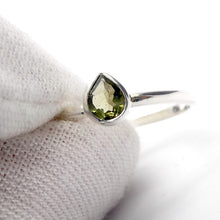 Load image into Gallery viewer, Moldavite Ring | Dainty Faceted Teardrop | Genuine | 925 Sterling Silver | US Size 7 | Aus Size N1/2 | Intense Heart Transformation | Crystal Heart Melbourne est 1986