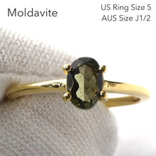 Load image into Gallery viewer, Moldavite Ring | Dainty Faceted Oval | Genuine | 925 Sterling Silver | US Size 5 | Aus Size J1/2 | Intense Heart Transformation | Crystal Heart Melbourne est 1986