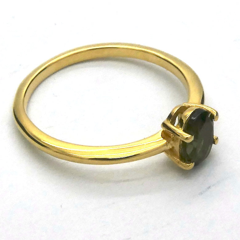 Moldavite Ring | Dainty Faceted Oval | Genuine | 925 Sterling Silver | US Size 5 | Aus Size J1/2 | Intense Heart Transformation | Crystal Heart Melbourne est 1986