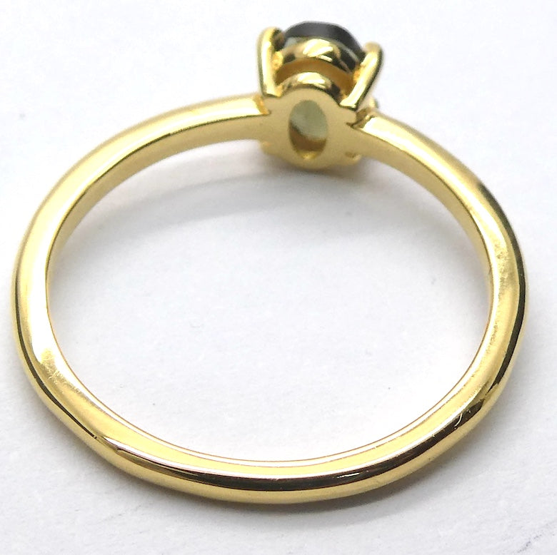 Moldavite Ring | Dainty Faceted Oval | Genuine | 925 Sterling Silver | US Size 5 | Aus Size J1/2 | Intense Heart Transformation | Crystal Heart Melbourne est 1986