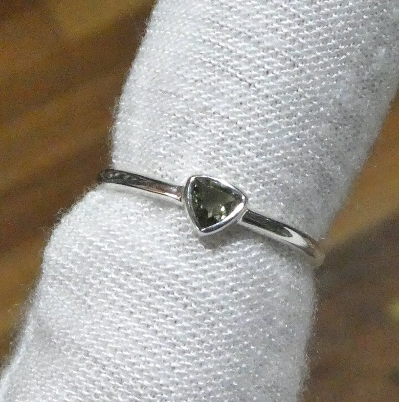 Moldavite Ring | Dainty Faceted Stone | Genuine | 925 Sterling Silver | US Size 5 | Aus Size J1/2 | Intense Heart Transformation | Crystal Heart Melbourne est 1986