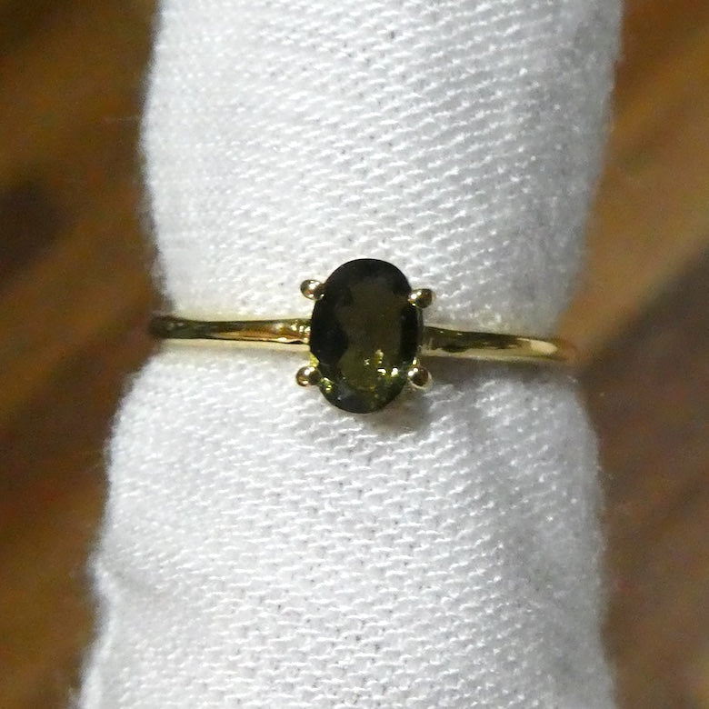 Moldavite Ring | Dainty Faceted Oval | Genuine | 925 Sterling Silver | US Size 5 | Aus Size J1/2 | Intense Heart Transformation | Crystal Heart Melbourne est 1986