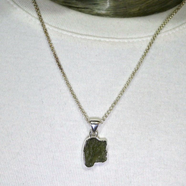 Moldavite Pendant | Genuine Raw Nugget | 925 Sterling Silver | Bezel Set | Open Back | Intense Heart Transformation | Crystal Heart Melbourne est 1986
