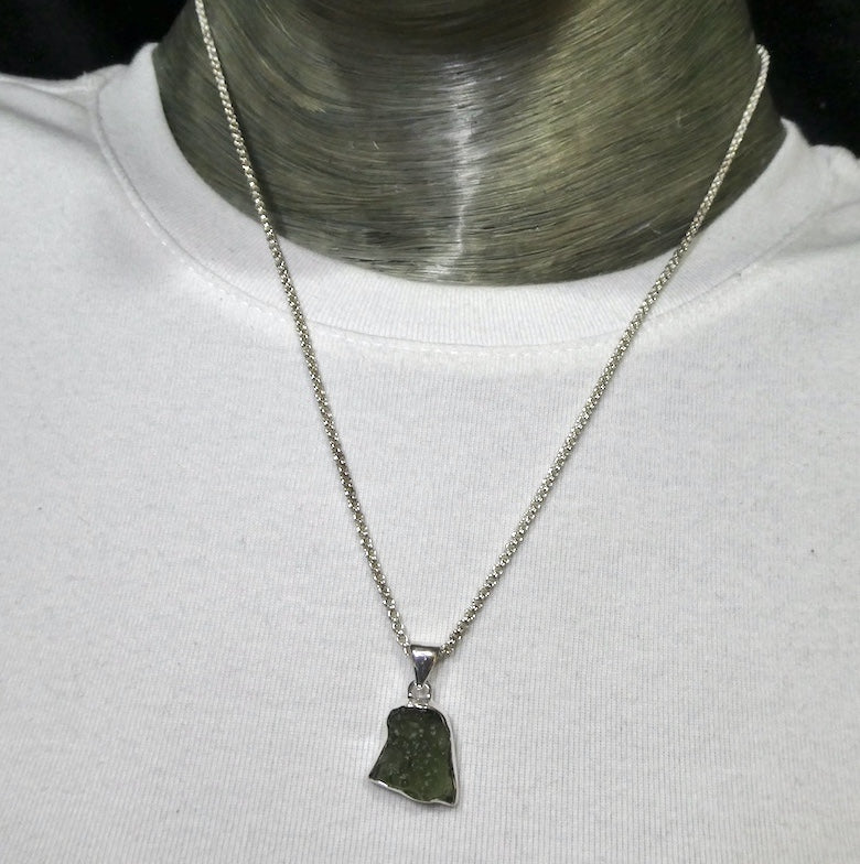Moldavite Pendant | Genuine Raw Nugget | 925 Sterling Silver | Bezel Set | Open Back | Intense Heart Transformation | Crystal Heart Melbourne est 1986