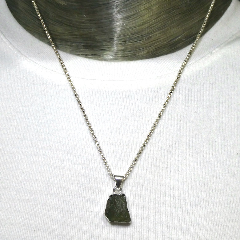 Moldavite Pendant | Genuine Raw Nugget | 925 Sterling Silver | Bezel Set | Open Back | Intense Heart Transformation | Crystal Heart Melbourne est 1986