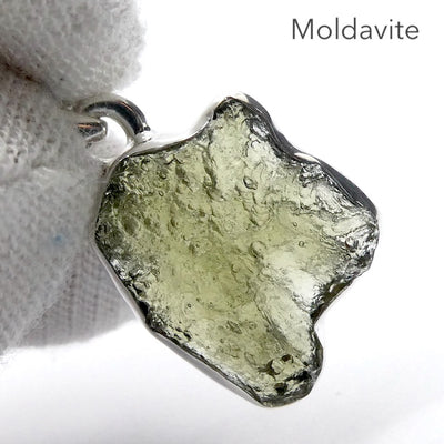 Moldavite Pendant | Genuine Raw Nugget | 925 Sterling Silver | Bezel Set | Open Back | Intense Heart Transformation | Crystal Heart Melbourne est 1986