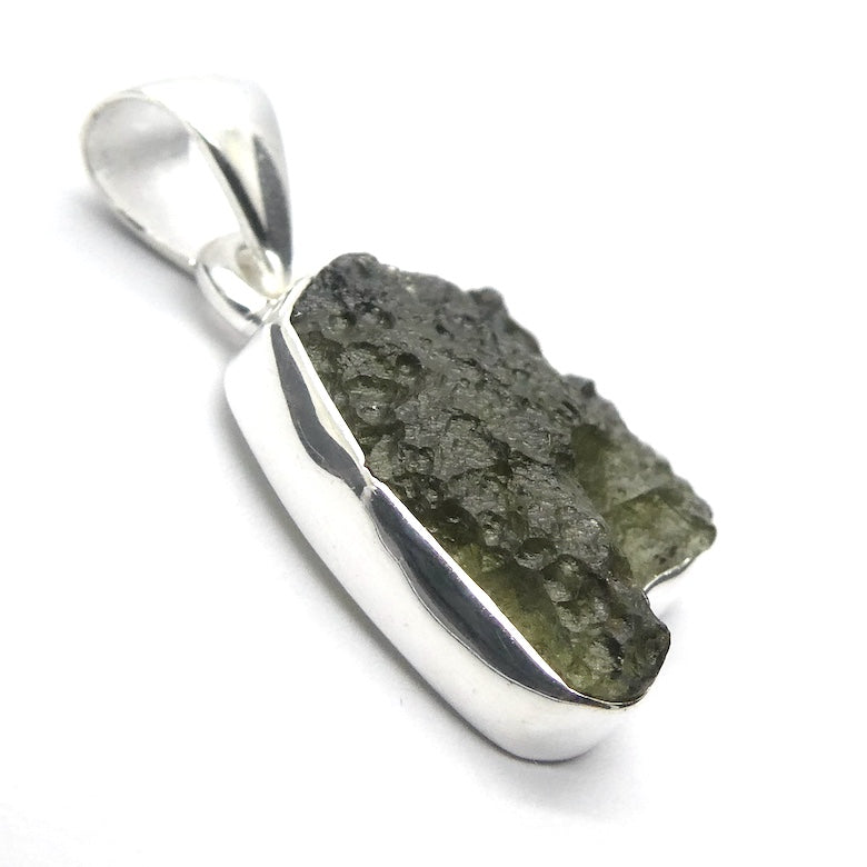 Moldavite Pendant | Genuine Raw Nugget | 925 Sterling Silver | Bezel Set | Open Back | Intense Heart Transformation | Crystal Heart Melbourne est 1986