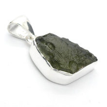 Load image into Gallery viewer, Moldavite Pendant | Genuine Raw Nugget | 925 Sterling Silver | Bezel Set | Open Back | Intense Heart Transformation | Crystal Heart Melbourne est 1986