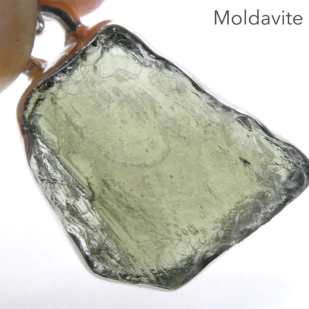Moldavite Pendant | Genuine Raw Nugget | 925 Sterling Silver | Bezel Set | Open Back | Intense Heart Transformation | Crystal Heart Melbourne est 1986