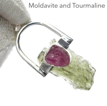Load image into Gallery viewer, Moldavite Pendant | Genuine Raw Nugget with Raw Rubellite | 925 Sterling Silver | Intense Heart Transformation | Crystal Heart Melbourne est 1986