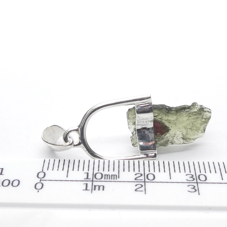 Moldavite Pendant | Genuine Raw Nugget with Raw Rubellite | 925 Sterling Silver | Intense Heart Transformation | Crystal Heart Melbourne est 1986