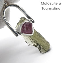 Load image into Gallery viewer, Moldavite Pendant | Genuine Raw Nugget with Raw Rubellite | 925 Sterling Silver | Intense Heart Transformation | Crystal Heart Melbourne est 1986