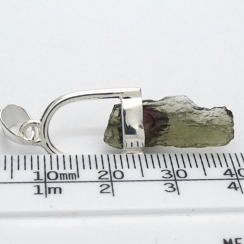 Moldavite Pendant | Genuine Raw Nugget with Raw Rubellite | 925 Sterling Silver | Intense Heart Transformation | Crystal Heart Melbourne est 1986