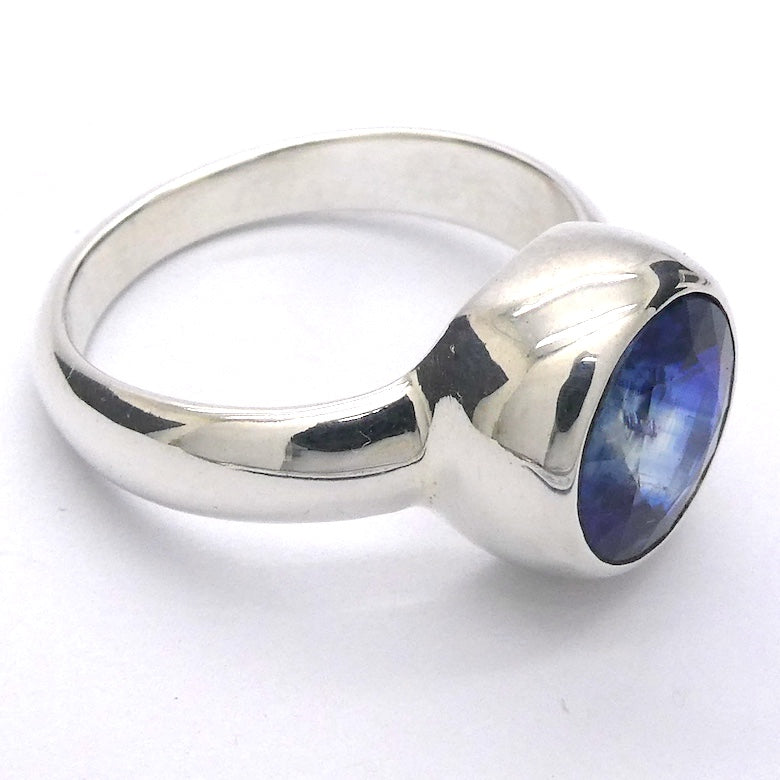 Sapphire Blue Kyanite Ring |  Faceted Round | 925 Silver | US Size 7.75 | AUS Size P | Deflect Negativity | Spirit Journey | Crystal Heart Melbourne est 1986