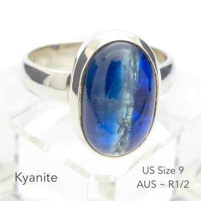 Sapphire Blue Kyanite Ring  Oval Cab | 925 Silver | US Size 9 | AUS Size R1/2 | Deflect Negativity | Spirit Journey | Crystal Heart Melbourne est 1986