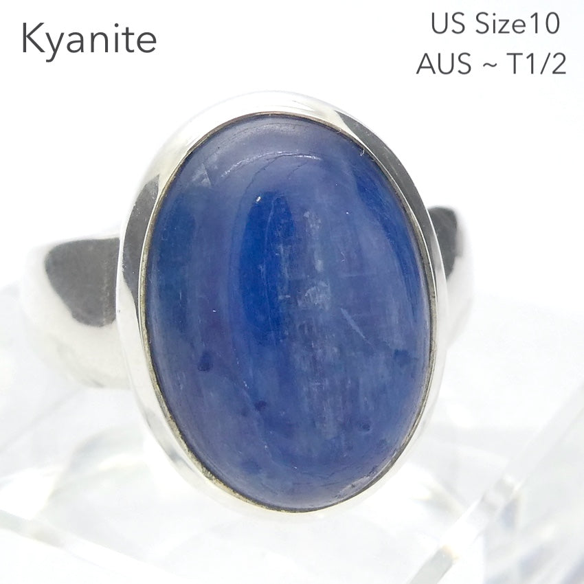 Sapphire Blue Kyanite Ring  Oval Cab | 925 Silver | US Size 10 | AUS Size T1/2 | Deflect Negativity | Spirit Journey | Crystal Heart Melbourne est 1986