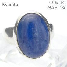 Load image into Gallery viewer, Sapphire Blue Kyanite Ring  Oval Cab | 925 Silver | US Size 10 | AUS Size T1/2 | Deflect Negativity | Spirit Journey | Crystal Heart Melbourne est 1986