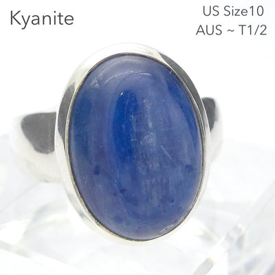 Sapphire Blue Kyanite Ring  Oval Cab | 925 Silver | US Size 10 | AUS Size T1/2 | Deflect Negativity | Spirit Journey | Crystal Heart Melbourne est 1986